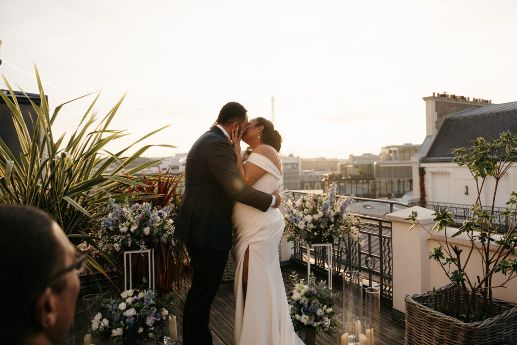 Couple Eiffel Tower elopement